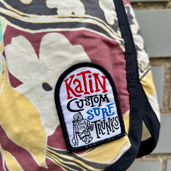 Katin Men's Floral Board Shorts - Yellow, Aqua, Burgundy - Picture 3 of 4